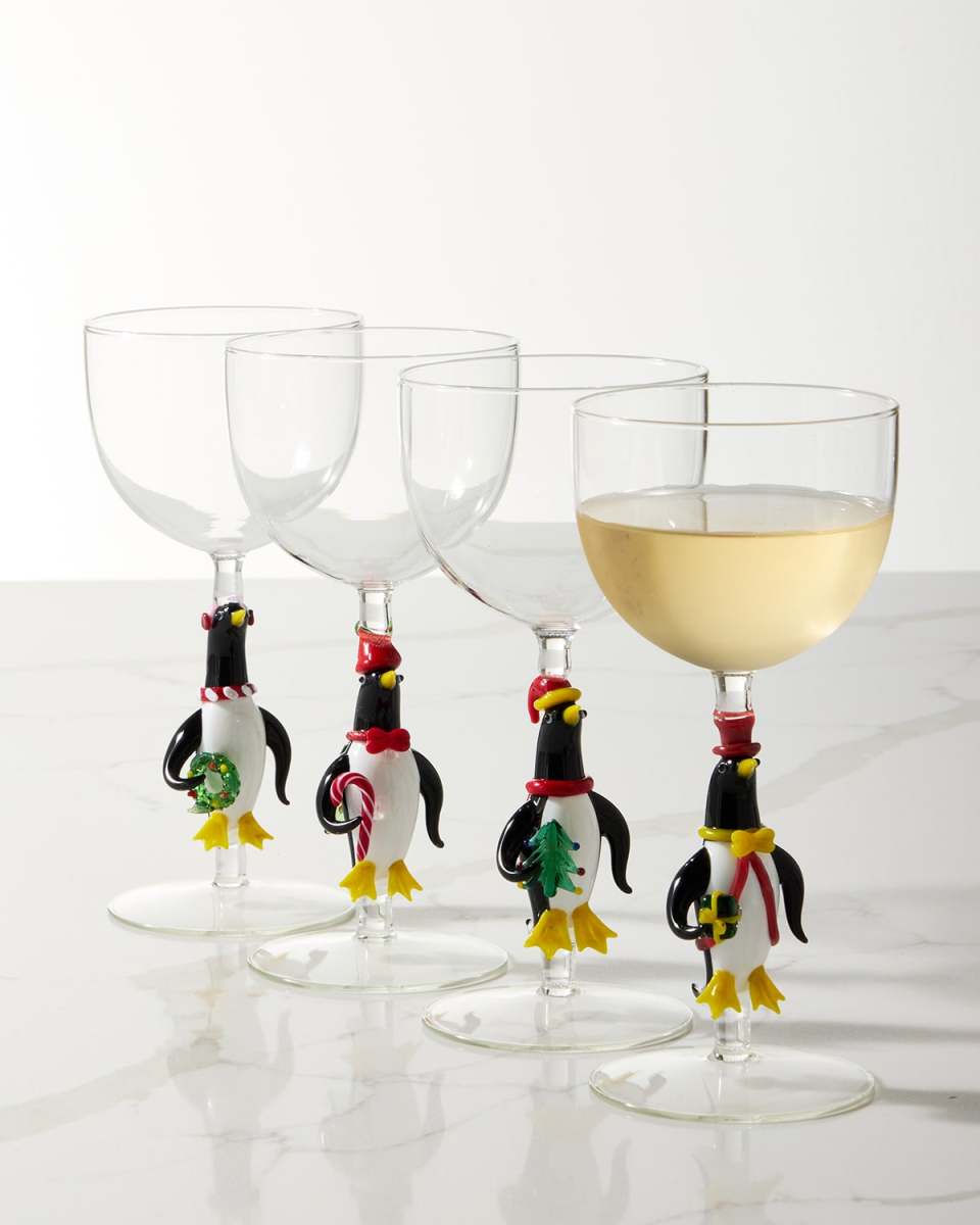 Figural Penguin 10 oz. Wine Glasses, Set of 4